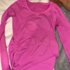 sonic pink lululemon swiftly tech with side ruches